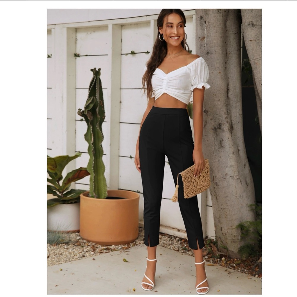 SHEIN Black Tailored Dress Pants w/ Front Slit – Size M